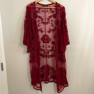 Cranberry Lace Kimono